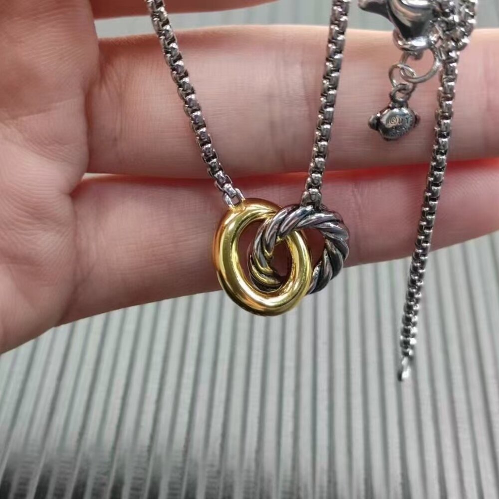 David Yurman Two-Tone Interlocking Circle Pendant… - image 2